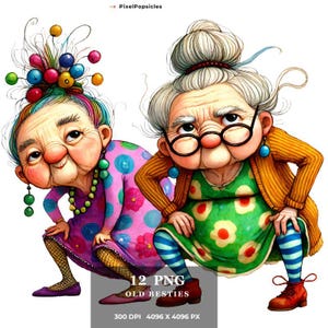 12 0ld Besties PNG Clipart | Stylish Lady,Funny old friens  | Fun Designs for Scrapbook, Card Making, Journals, and Craft Projects