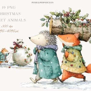 Juldjur PNG-paket: Vinterskogsklipp (digital nedladdning) 1#