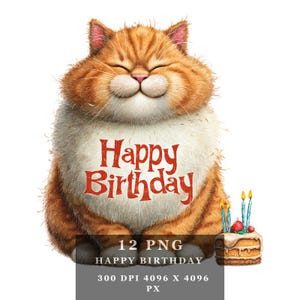 Birthday Cats Clipart Bundle: Watercolor Kitten Illustrations (Instant Download PNG/JPG Files)