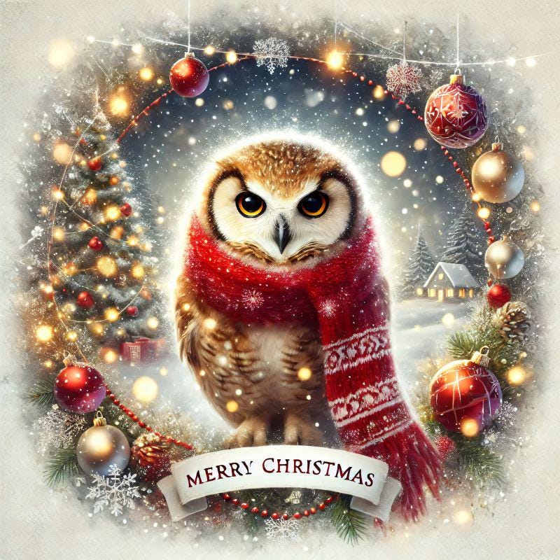 クリスマスフクロウのクリップアート – ホリデースクラップブッキング