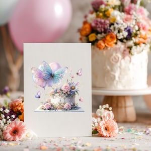 Birthday Cake and Balloons Clipart, Watercolor Celebration PNG Bundle image 10