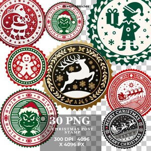 30 Christmas Stamps png / Stamp png / Santa Stamps / Christmas File / North Pole Stamps / Christmas png Bundle / North Pole Mail Express