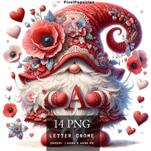 14 Png Watercolor Letter gnome, Funny gnome, Cute clipart, Spring clipart, Summer gnome, Watercolour clipart, Fantasy clipart