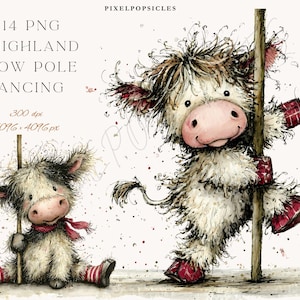 Höglandsko Poledance Sommarko Akvarell PNG-paket (digital nedladdning)