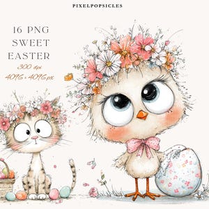 16 Png påsk Clipart: Akvarell vårdjursillustrationer (digital nedladdning)#