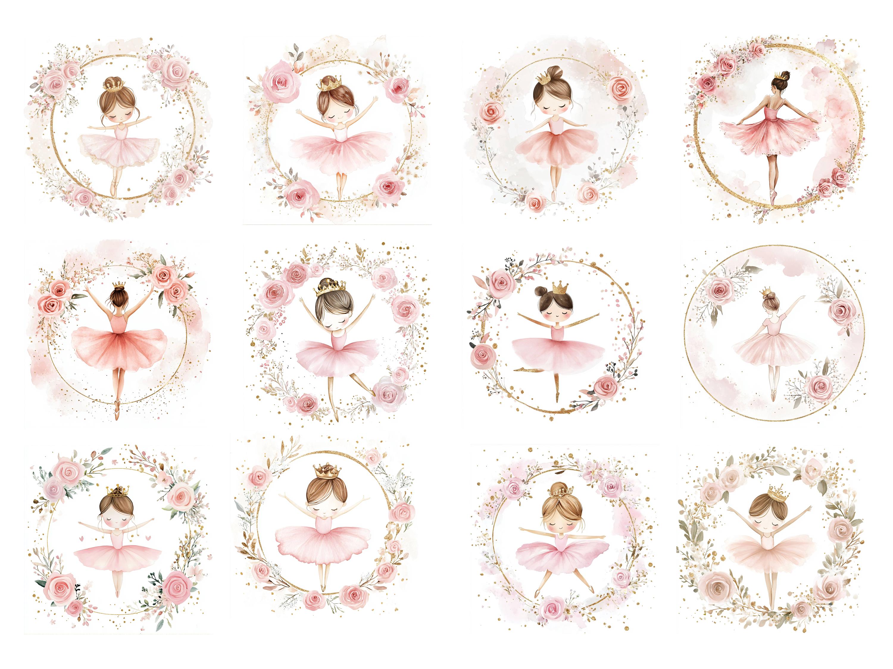 Pink Ballerina Clipart Bundle: Ballet Digital Art for Nursery (digital ...