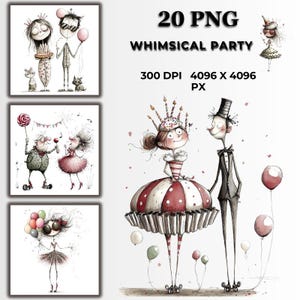 20 Quirky Party People Clipart Fun  Whimsical Characters Dancing, Celebrating, & Having Fun | Digital Art for Cards, Invitations Decor