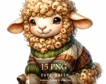 15 Winter Sheep Clipart, Cute Sheep Png, Sheep Clipart, Sheep PNG, Sheep Art, Sheep Digital, Transparent Background, Digital Printable