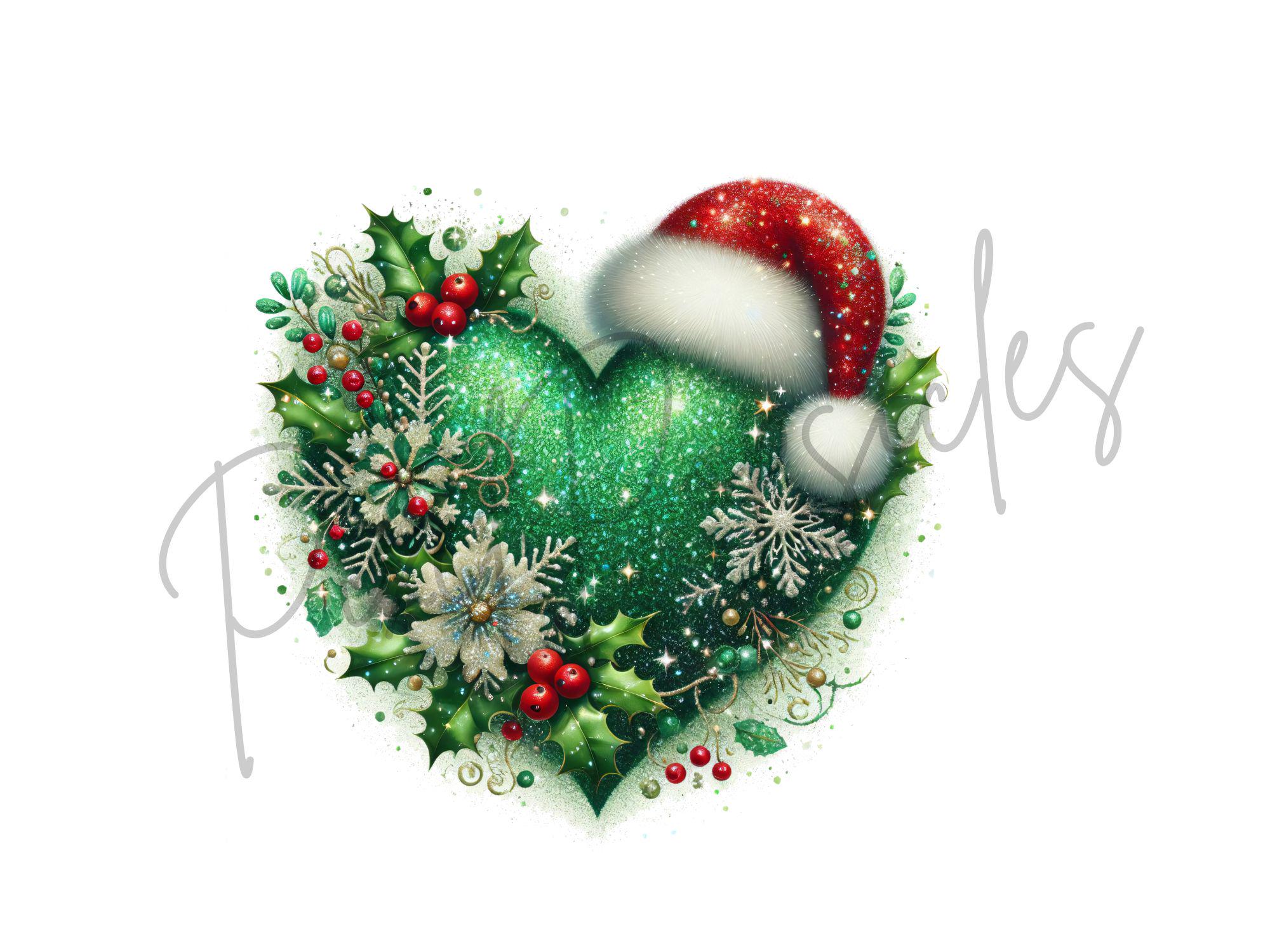 Festive Christmas Heart Clipart Bundle - 14 PNG Files, Junk Journals ...