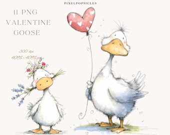 11 png Adorable Love Goose PNG Collection | Quirky Valentine Birds with Hearts & Bows