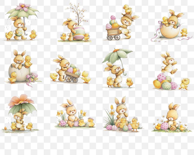 Watercolor Bunny Clipart | Cute Rabbit PNG, Easter Graphics (digital ...