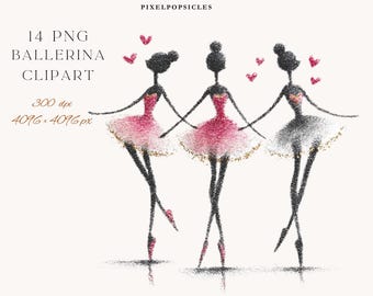 Clipart ballerina: 14 dansend balletmeisje, png-afbeeldingen (digitale download) 1#