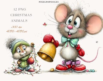 Christmas Animals PNG Bundle: Winter Woodland Clip Art (Digital Download) 1#