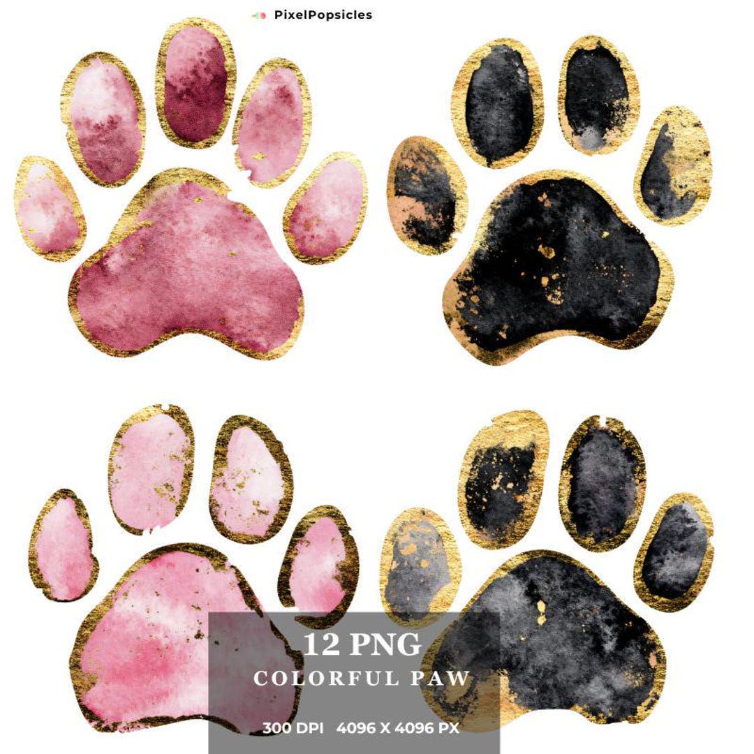 Vibrant Colorful Paw Print Art – Modern Pet Wall Decor Animal ...