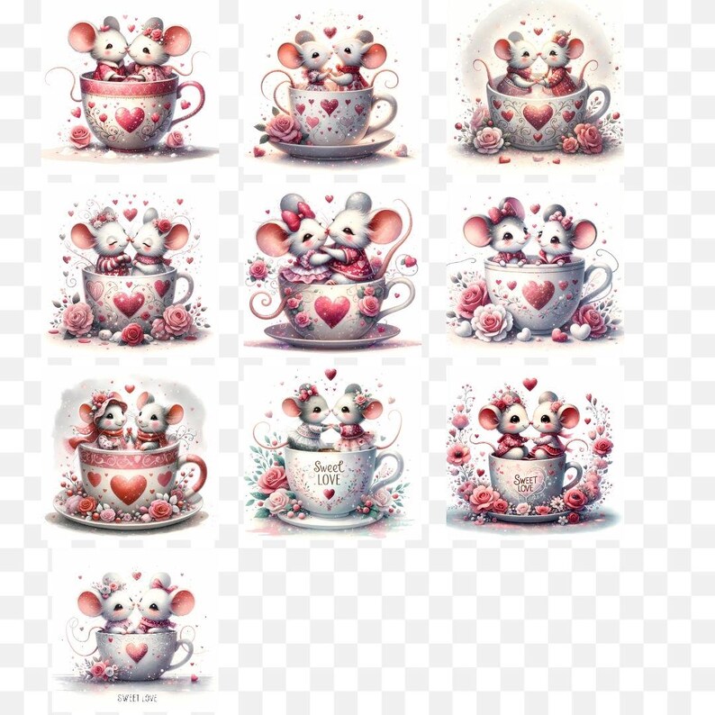 Rodent Romance Valentine's Day Mice Clipart Set: Romantic Rodent Designs (commercial ...
