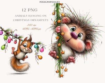 Christmas Animals PNG Bundle: Winter Woodland Clip Art (Digital Download) 1#