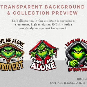 Grumpy Christmas PNG, Introvert Quote Clipart, Funny Holiday Sublimation, 16 PNG Files, Digital Download, Anti Social Art image 2