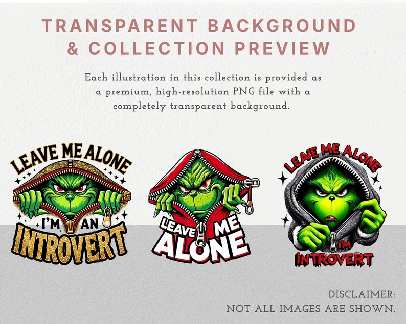 Grumpy Christmas PNG, Introvert Quote Clipart, Funny Holiday Sublimation, 16 PNG Files, Digital Download, Anti Social Art image 2