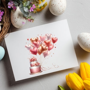 Birthday Cake and Balloons Clipart, Watercolor Celebration PNG Bundle image 15