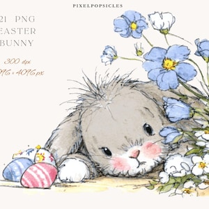 Quirky Easter Bunny Clipart: Nyckfull kanin PNG-paket (digital nedladdning) 1#