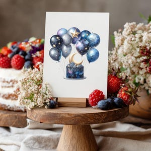 Birthday Cake and Balloons Clipart, Watercolor Celebration PNG Bundle image 13