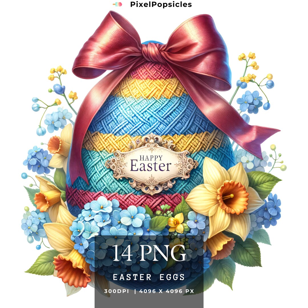 Watercolor Easter Egg Clipart: Spring Flowers PNG (commercial Use) - Etsy