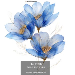 16 wilde delicate bloemen clipart, delicate png, afdrukbare aquarel clipart, digitale download, hoge resolutie, papier ambachtelijke, ongewenste tijdschriften