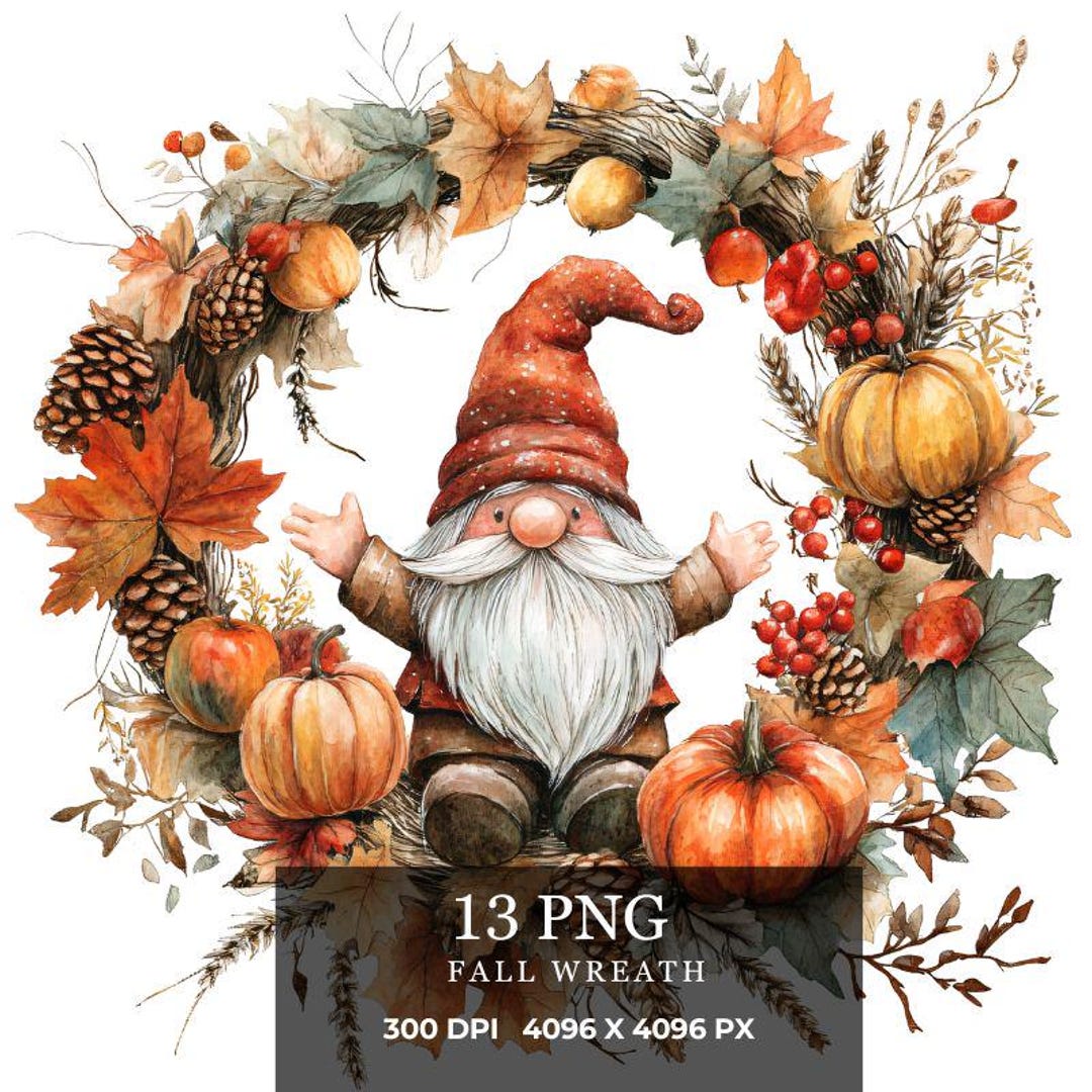 Watercolor Autumn Wreath Clipart: Fall Animals PNG (digital Download ...
