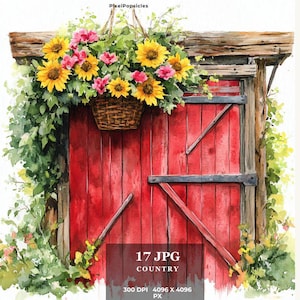 17 Landschaft Clipart, Wildblumen Feld Bundle- Hochwertige Aquarell JPGs- Basteln, Junk Journaling, Scrapbooking, digitaler Download