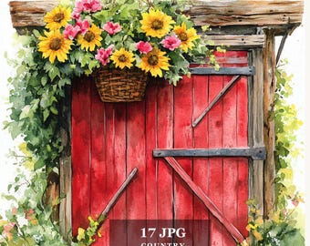 Watercolor Countryside Clipart: Wildflower Field Bundle (Digital Download)