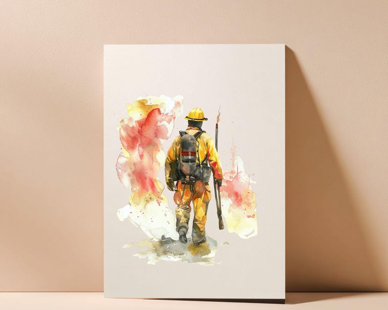 Firefighter Clipart PNG Set 10 Files | Watercolor Firefighter and Fire ...