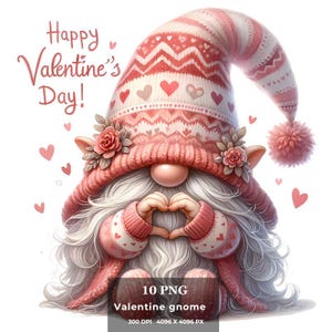 Valentine's Gnome PNG Bundle – Cute Romantic Gnome Clipart, Love-Themed Digital Download for T-Shirts, Cards, Sublimation & Print on Demand