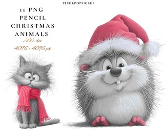 Christmas Animals PNG Bundle: Winter Woodland Clip Art