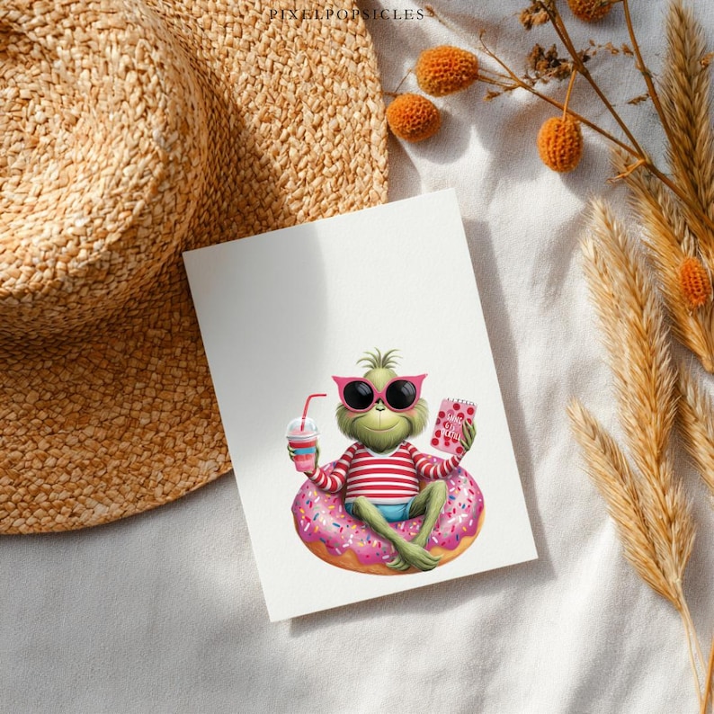 Grinch Notepad Summer Funny Grouch Clipart: Green Character PNG Download 1# - Etsy