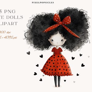 Cute Dolls Clipart, Mixed Media Quirky Dolls CU Clip Art, Dolls Graphics PNG,Transparent Background, Funny Girls Picture Png,
