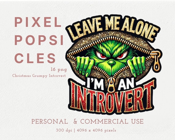 Grumpy Christmas PNG, Introvert Quote Clipart, Funny Holiday Sublimation, 16 PNG Files, Digital Download, Anti Social Art