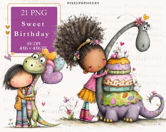 Clipart per feste di compleanno a tema dinosauri: illustrazioni a tema dinosauri