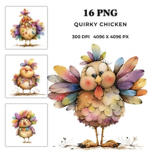 Quirky Chicken Clipart – Fun and Whimsical Hen Illustrations for Cards, Invitations, Decorations, Crafts & Digital Projects
