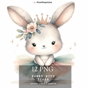 Floral Easter Bunny PNG Clipart: Baby Animal Tiara Graphics (Commercial Use)