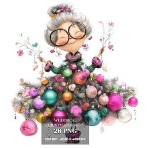 Whimsical Christmas Granny Clipart Bundle, Cute Old Lady Santa Couple PNG, Funny Holiday Grandparents , Digital Download Cards, Stickers