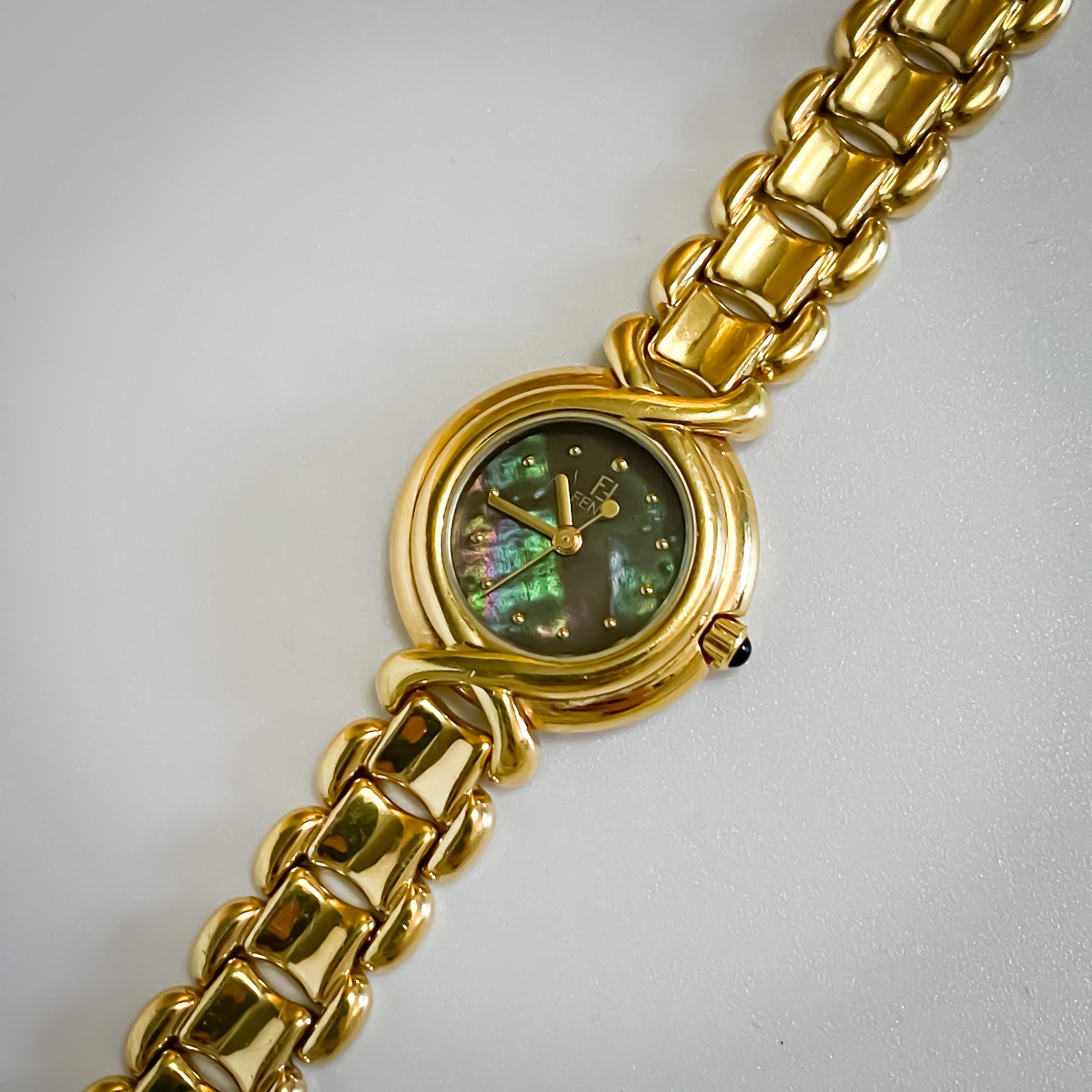 Fendi Vintage Gold Watch Black Mother of Pearl Dial - Etsy display picture 2