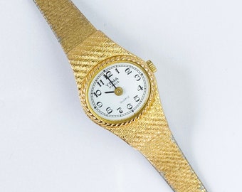 Ladies' Gold Tone Yema Quartz Watch with Integrated Bracelet