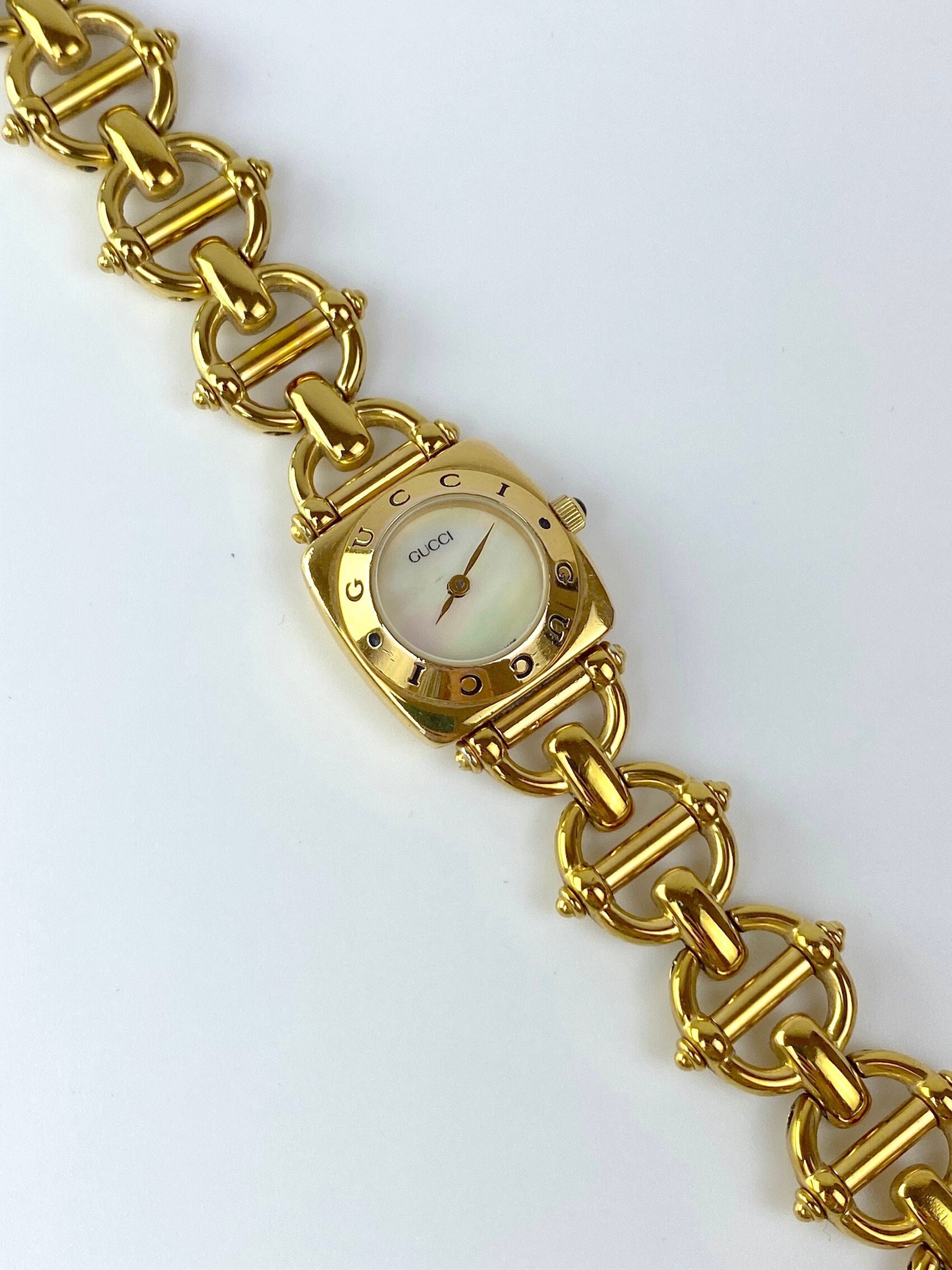 Rare Vintage Gucci Watch 18k Gold-plated Watch With Mother  display picture 3