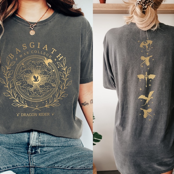 Fourth Wing Double-Sided ShirtComfort Colors, Basgiath War College Shirt, Fourth Wing Shirt, Dragon Rider Shirt, Bookish Shirt, Faux Gold