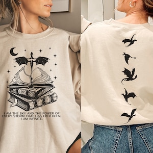 Fourth Wing Double-Sided Sweater, Basgiath War College Sweatshirt, Fourth Wing Shirt, Dragon Rider Shirt, Bookish Shirt, I Am The Sky