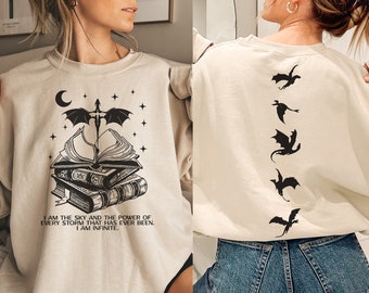 Fourth Wing Double-Sided Sweater, Basgiath War College Sweatshirt, Fourth Wing Shirt, Dragon Rider Shirt, Bookish Shirt, I Am The Sky