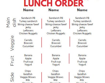 Modelo de Canva para pedido de menu de almoço para crianças mais novas para merenda escolar embalável