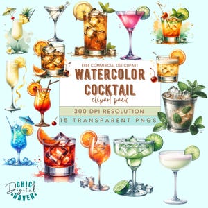 Cocktail Bundle Clipart Set PNG, Hochzeit Signatur alkoholische, Sublimationsdesigns, Getränkekarte, digitaler Download, Vatertagsgeschenk, Aperol