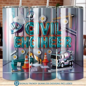 Civil Engineer Tumbler Wrap: Blueprint PNG (Digital Download)