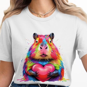 Colorful Capybara Trendy Sublimation Design PNG, Digital Download, Gift for Mom, Best Selling Items, Vibrant Cute Animal Art, Gift for Her